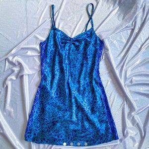 Vintage 1990’s Electric Blue Cheetah Print Slip